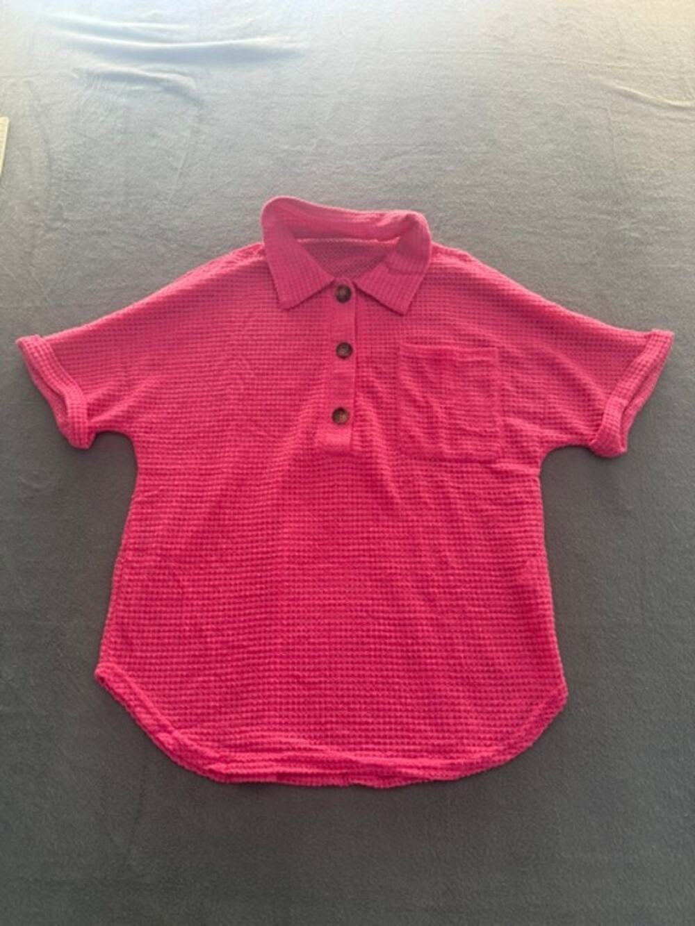 PINK CASUAL SHIRT FOR WOMEN SHORT SLEEVE ( SIZE S )